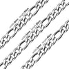 Stainless Steel Cuban Figaro and Wheat Link Necklace in 5 mm or 7 mm Widths - Image 16