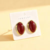 Geometric Oval Stud Earrings with Colorful Center Details - Image 9