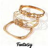 316 Stainless Steel Gold-Plated Shiny Zircon Square Cuff Bracelet Women's Double-Layer Openwork Star Heart Thick Bangle Jewelry - Image 1