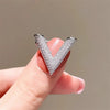 Japanese And Korean V-Shaped Brooch Letter Zircon Brooch For Women Elegant Brooch Metal Badge Jewelry Pin - Image 2
