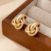 Stainless Steel Chunky Knot Earrings for Women Vintage Simple Multi-layer Circle Round Drop Earrings Punk Jewelry Gifts - Image 3