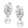 Silver Brilliant CZ Bridal Wedding Pearl Earrings for Women Bling Bling Drop Earrings for Women Jewelry - Image 3