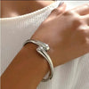 Stainless Steel Teardrop Shaped Bangle For Women Simple Chunky Gold Silver Color Adjustable Cuff Open Bracelet Jewelry - Image 3