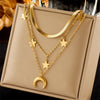 316L Stainless Steel Butterfly Moon Lock Blue Eyes Pendant Necklace For Women Multilayer Choker Chain Jewelry Gifts - Image 7