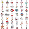 Silver Charms Santa Claus Reindeer Christmas Tree Snowman Elk Bead Fit Bracelet Necklace Jewelry - Image 1