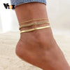 Women Bohemia Stainless Steel Anklets, 2-3pcs/set Elegant Anklet On Foot Holidays Beach Jewelry,Adjustable Bracelet on Leg - Image 1
