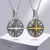 Stylish Mens Compass Necklace,Rock Punk Stainless Steel Compass Pendants Male Collar Jewelry - Image 1