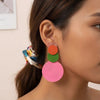 Stylish Dangle Earrings Trio Circle Design Daily Outfits Party Accessories Stuff Red Orange Big Earrings - Image 3
