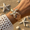 Elegant Enamel Flower Open Cuff Bracelet For Women Gold Plated Metal Pink White Blue Floral Bangles Beach Party Vacation Jewelry - Image 14