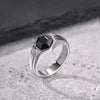 Hexagon Black Zircon Ring for Men, Gray Stainless Steel Geometric Band, Punk Statement Rings Jewelry for Wedding Party Gift - Image 7