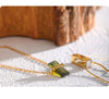 Stainless Steel Olive Green Cubic Zirocnia Chic Pendant Necklace for Women Minimalist Charm Korean Collar Jewelry - Image 22