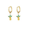 Fruit Charm Huggie Earrings with Colorful Stone Accents - Image 13
