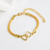 Metal Adjustable Double Heart Bracelet for Women Men Mesh Chain Link Bracelet Jewelry Anniversary Birthday Lovely Gift - Image 4
