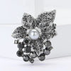 Rhinestone Flower Brooch Pin with Pearl and Leaf Designs - Image 23