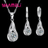 Water Drop CZ Silver Plated Jewelry Set For Women Pendant Necklace Hoop Earrings Wedding Party Ceremoey Anel - Image 8