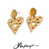 Colorful Zirconia Hammer Metal Heart Drop Earrings Stainless Steel Charm Jewelry Anti Allergic Accessories - Image 1