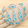 Classic Blue Zirconia Silver Jewelry Sets for Women Earrings Necklace Pendant Ring Bracelet Wedding Gift - Image 6