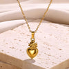 Pendant Necklace with Textured Chain and Multiple Charm Designs - Image 3