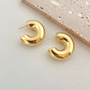 Irregular C Stud Earrings for Women Gold/Silver Color Water Ripple Pattern Glossy Geometric Metal Ear Accessories Party Gift - Image 10