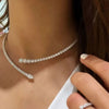Stonefans Geometry Rhinestone Collar Necklace Jewelry for Women Adjustable Open Collar Elasticity Choker Party Gift