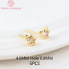 (2607) 4MM 6MM 7MM 8MM Gold Color Brass with Zircon Hooks Hole Round Stud Earrings Pins Jewellery Accessories Wholesales - Image 21