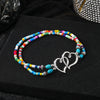 Vintage Double Layer Beaded Hollow Double Heart Anklet for Women Female Bohemia Resin Beads Chain Beach Ankle Foot Jewelry - Image 4