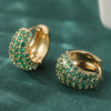 Gold Color Green CZ Hoops Earrings Woman Circle Party Daily Wear - Image 3