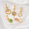 316L Stainless Steel Gold Color Pendant Stone Earring Hoop Earrings For Women Jewelry Gifts - Image 5