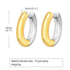 Two Tone Circle Hoop Earring for Women, Hammered Stainless Steel Women's Mini Huggie Earrings, Gold Plated Small Hoops - Image 12