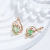 Geometric Light Green Stone Drop Earrings For Women Rose Gold Color Zircon Jewelry Accessories - Image 4