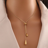 Water Drop Tassel Y Necklace Adjustable in Stainless Steel - Image 1