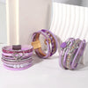 Elegant Purple Leather Bracelets for Women Boho Ethnic Braided Beads Heart Multilayer Wrap Cuff Bangle Party Jewelry Gift - Image 4