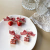 Korean Sweet Cute Strawberry Ribbon Bowknot Drop Earrings for Women Cute Fruit Cake Cup Dangle Earring Lovely Jewelry Gift - Image 1