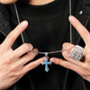 Hip Hop Cross Necklace For Men Cubic Zirconia Iced Out Pendant Gold Color Stainless Steel Rope Chain On Neck Jewelry - Image 2