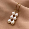 Baroque Freshwater Pearl Earrings. Simple, Elegant And Versatile Long Three-bead Earrings - Image 11