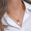 Freshwater Pearl Toggle Necklace for Women Paperclip Chain Necklace Stainless Steel Long Box Square Chain Long Choker - Image 2