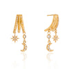 Crystal Moon Star Round Zircon Drop Earrings For Women Gold Plated Stainless Steel Earrings Jewelry Gift - Image 1