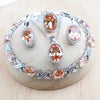 Silver Bridal Jewelry Sets Red Zirconia For Women Wedding Necklace Earrings Rings Bracelets Pendant - Image 13
