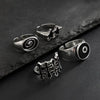 Black Pentagram Ring Set with Gothic Geometric Details - Image 11