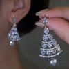 Christmas Tree Zircon Crystal Star Silver Color Earrings Stud Dangle Xmas Jewelry Women Party Gift - Image 5