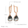 Grey Crystal Long Water Drop Dangle Earrings Women Rose Gold Color With Zircon Daily Jewelry - Image 2