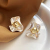 French Irregular Metal Flower Stud Earring for Women Gold Silver Color Punk Metal Earring Jewelry Simple Ear Accessories Gift - Image 9