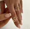 Nwe Stainless Steel Gold Plated Sun Rings for Women Stone Inlaid in Hollow Metal Texture Ring Jewelry - Image 5