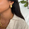 Elegant Gold Color Chunky Wide Texture C Shape Hoop Earring for Women Polished Stainless Steel Huggie Jewelry Gifts - Image 3