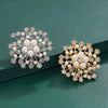 Pearl Crystal Snowflake Brooches For Women Charm Big Pearl Rhinestone-Encrusted Brooch Pins Jewelry Accessories - Image 1