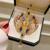 Retro Enamel Phoenix Pearl Tassel Brooches For Women Colored Metal Feather Crystal Brooch Party Banquet Jewelry - Image 3