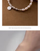 MODIAN 925 Sterling Silver Lukcy Circle Baroque Pearl Adjustable Chain Link Platinum Plated for Women Christmas Gifts Jewelry