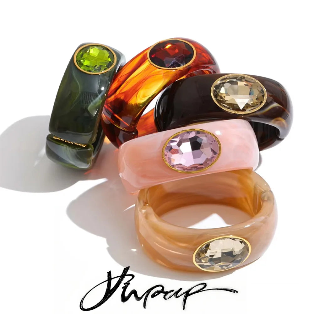 63mm Resin Acrylic Crystal Thick Bracelet Bangle Autumn Winter Style Statement Wrist Jewelry - Image 1