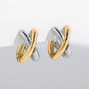 Punk Gold Plated Silver Color Mixing Metal Criss-cross Earrings for Women Geometric Small Ear Bone Aros Huggie Hoops Jewelry - Image 1