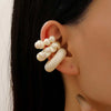 Retro Pearl White Striped Ear Clip for Women Geometric C-Shaped Resin Without Piercing Cartilage Ear Cuff Jewelry Gifts - Image 1